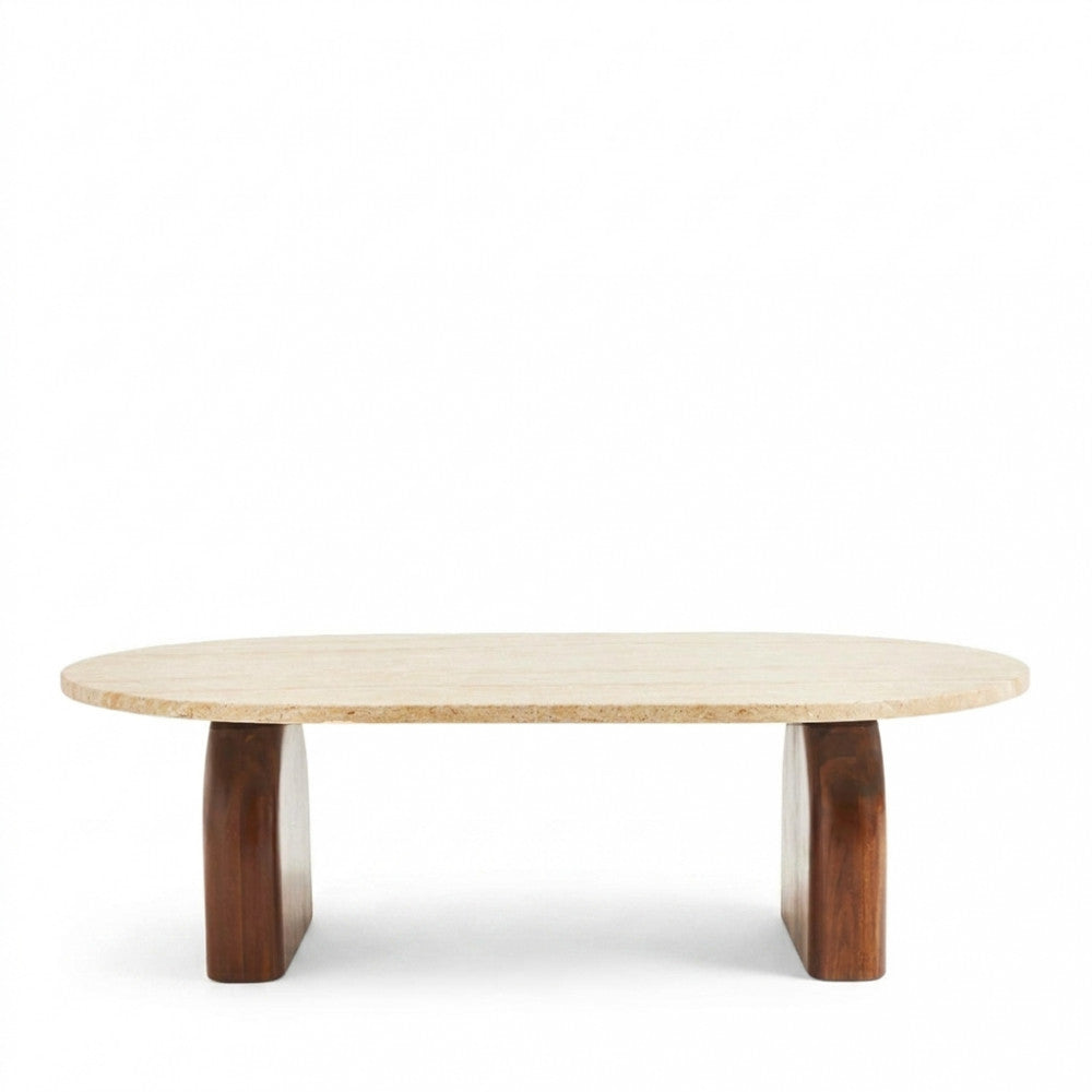 Table basse effet travertin 100x60 cm