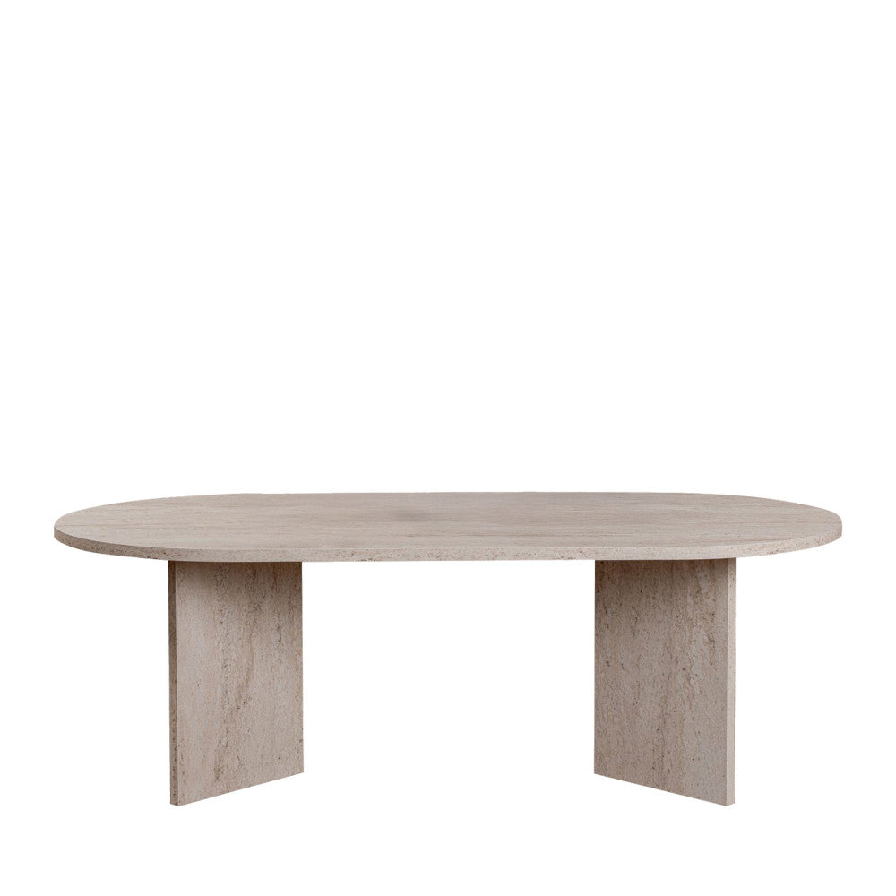 Table basse ovale effet travertin 119x60 cm